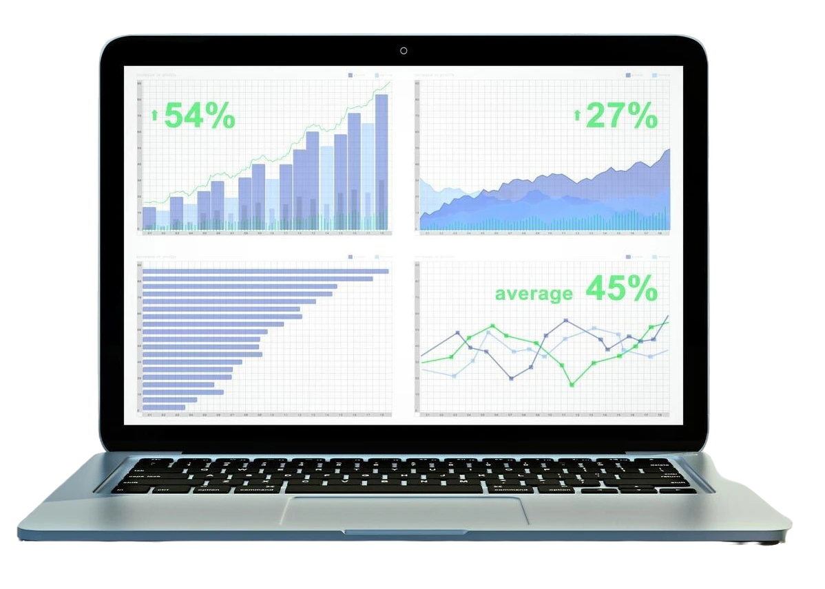 business-graph-laptop-screen-with-cup-coffee-diary-table